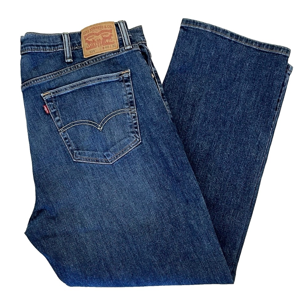 Levi's 559 Men's Denim Jeans Size 40x30 Medium Blue Relaxed Fit Straight Leg Zip